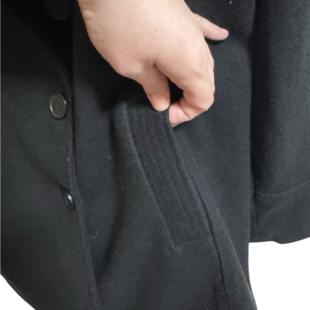 Ava & Viv Black Pea Coat with Notched Lapel - Picture 4 of 6
